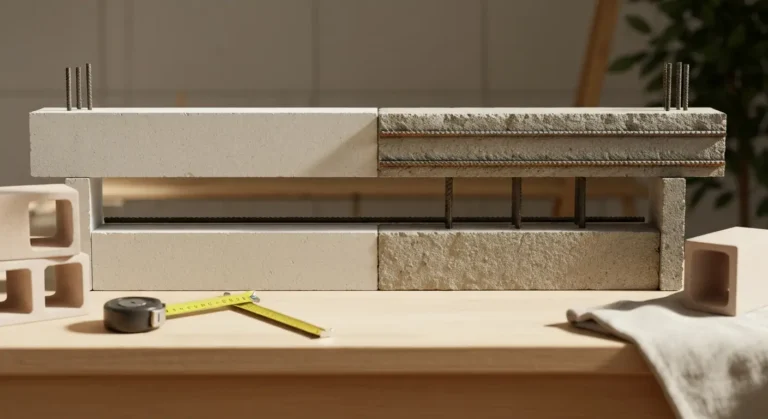Porównanie prefabrykowanego i monolitycznego nadproża z betonu, zbrojenia i pustaków ceramicznych